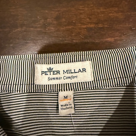 Peter Millar Summer Comfort Men's Medium Black Striped Polo MSRP $115 - Picture 3 of 6